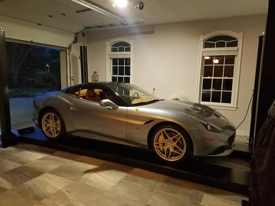Storage lift installed in home garage